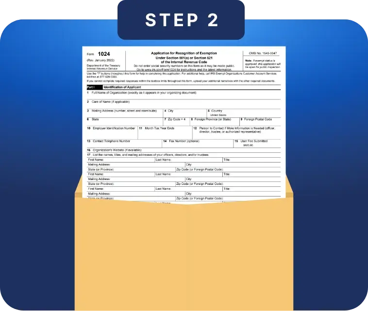 Envelope with a form labeled 